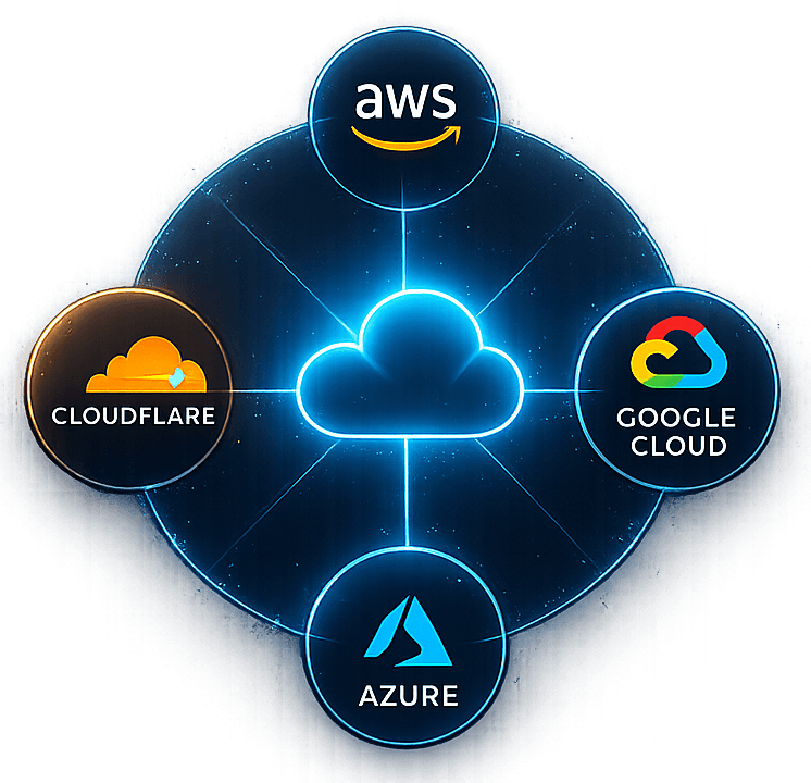 Cloud platforms orbiting a central cloud hub